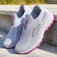Comfortable Slip-On Walking Shoes for Elderly Women Mesh Upper PVC Sole