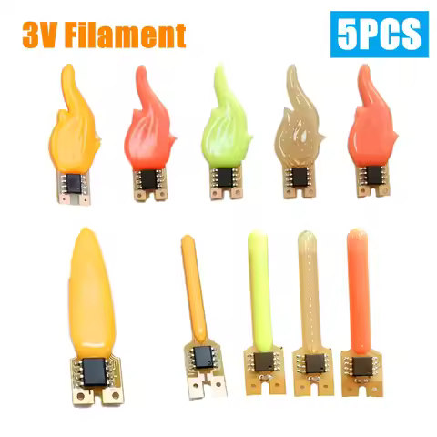5PCS 3V Led Flash Flowing Candles Edison Bulb Flame LED Filament 2200K Diode Birthday Party Decorati