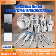 (dalam Stok Dikirim Dari Jakarta)serbaguna 10 pcs/set Mata Bor Kaca Hole saw mata bor pelubang Kaca Keramik Granit Batu Marmer Diamond Holesaw Mata Bor Bulat set Drill Bit