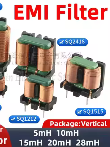 2pcs SQ Flat Copper Wire EMI Filter Inductor Vertical Common Mode Inductance Magnetic Toroidal Coil 