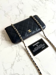 絕版古董包 Chanel黑色WOC皮革包 側背包 斜背包 中古二手包 長夾