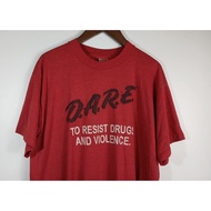 Vintage T-Shirt D.A.R.E. Red Old Work Size.L Chest Size 42 Length 27 Inches