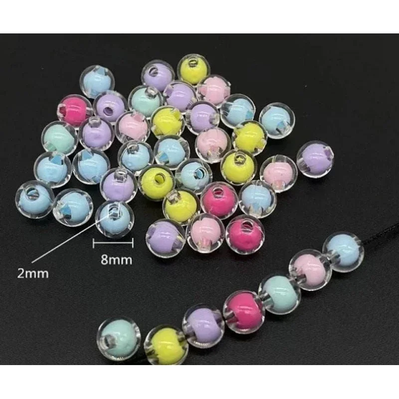 (50pcs) Manik manik mote bening 8mm dan 10mm/ manik manik bulat mote pastel / Bahan kerajinan DIY