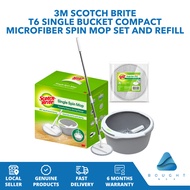 3M Scotch Brite T6 Single Bucket Compact Microfiber Spin Mop Set and Refill