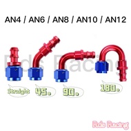 Silicone Hose Fitting AN4 / AN6 / AN8 / AN10 / AN12 Aluminum Hose End Fitting ( Push-on Lock Type ) 