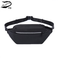 Fengdong small sports waist bag for men mini waterproof waist pack sling chest bag anti theft travel phone bag reflective strip