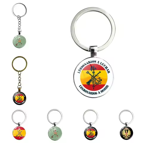 New Spanish Legion Keychain Glass Metal Keychain Classic Double Sided Spanish Legion Keychain Gift
