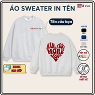 [SWEATER PRINTED WITH NAME] Thick Cotton Sweater with More Love Name Printed IW07 + WITH BOX