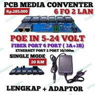 PC MEDIA CONVERTER 6 FO 2 LAN POE + ADAPTOR