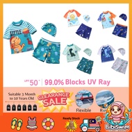 BIBISWIM 3pcs Dinosaur Swimming Suit Kids Boy with Kid Cap Uv Block