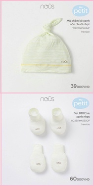 Body sơ sinh NOUS Newborn dài tay và mũ bao tay chân cho bé trai - bé gái