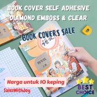 【SalesWithJoy】Book Cover Self Adhesive Sticker Pembalut Buku Sticker Diamond Emboss Clear Transparen