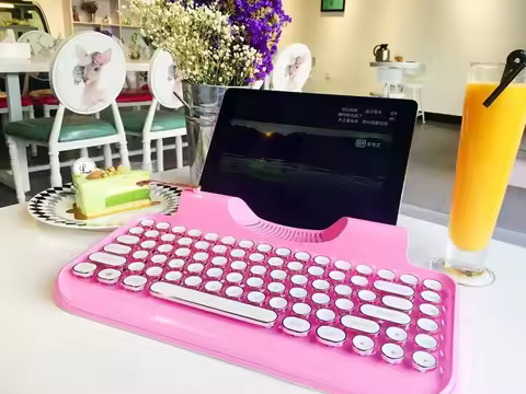 Hellboy KnewKey Typewriter Pink Bluetooth Wireless Keyboard Retro Steampunk Cherry Green Switches Do