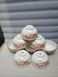 Combo 10 chén sứ hoa văn 4d mẫu xanh lá nhạt 11cm - gl34