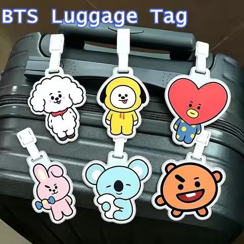 BT21 KOYA RJ SHOOKY MANG CHIMMY TATA COOKY Luggage Tag Anti-Theft Luggage Box Label Travel Accessory