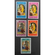 Cayman Islands,  1969 Christmas - Paintings,  MINT, LOOSE STAMP, 5 STAMP ONLY  FOXING & HINGED
