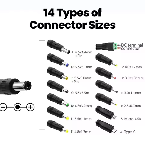 Olaf Type C To DC 5.5mm Power Boost Cable 5V Power Cable With 14 Adapters Charging Cord For Wifi Rou
