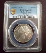 🔥精選美品🌟維記女皇像😍稀少🤗午1840年（C&B)  😍較罕年份🤗稀少😍超高分 靚状态實物更加漂亮印度盧比 銀幣