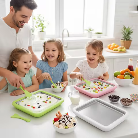 Instant Ice Cream Plate Maker Yogurt Ice Cream Maker Sweet Fried Food Plate Rolled Ice Cream Homemad