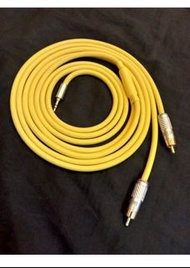 日本/Canare L-4E6S / 3.5mm stereo to RCA left right audio interconnect cable. 2m  in length. Gold plated connectors日本/Canare L-4E6S 高純度銅芯線/3.5mm to 2ⅹRCA Cable 2M (3.5mm轉RCA轉換線/配Salient Line Kudos渡金插頭( 2米長/可定做開丫位長度)