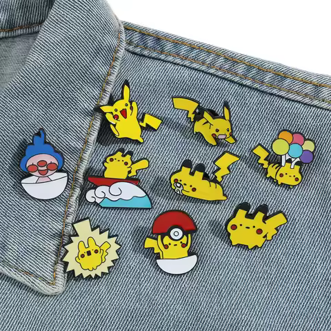 Pokemon Anime Poke Ball Hard Enameled Pin Cartoon Pikachu Design Metal Brooch Collectible Fan Badge 
