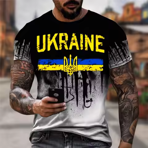 3d Men Ukraine Military Army Emblem T-Shirts Ukrainian Flag Logo Tshirt Cotton Tees Womens T Shirt T