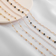 18K Copper Gold-Plated Pearl Chain 14K Gold-Wrapped Bead Chain Small Gold Beads Black White Beads Lo