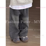 Kids Jeans Girl Straight Leg Jeans Grey Jeans Kids Baggy Jeans