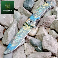 Browning [บราวนิ่ง] Captain Jack Sparrow ด้ามจับลายหัวกะโหลกโจรสลัด มีดพับ ใบ 3.5 นิ้ว ด้าม Stainles