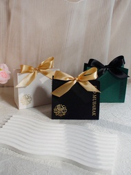 5pcs Luxurious E I D Mubarak Mini Gift Boxes In Black And White With Gold Satin Ribbon, Set Of 10, S