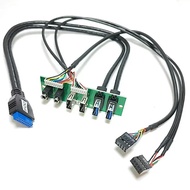 HUI Motherboard Extension Front Panel Data Cable 19P 9Pin To 2-Port USB 2.0 3.0 3.5mm HD Audio Socke