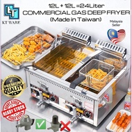 KT WARE  24L TAIWAN Dual Tank Commercial Gas Deep Fryer Desktop Automatic Temperature Fryer Dapur Go