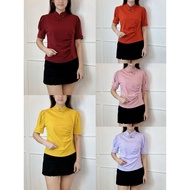 （JANUARY BRAND）Women's Short Sleeve Cheongsam Collar Top Women's Summer New Slim Fit Pure Cotton Ver