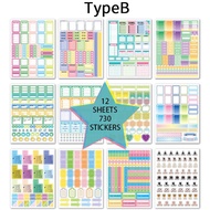 12 Sheets/Set CREATIVES Deco Sticker Planner DIY Scrapbook