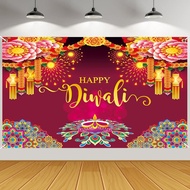 JULMELON Hiasan Banner Latar Belakang Selamat Diwali, 59x35.5 Inci Hiasan Latar Belakang Diwali Indi