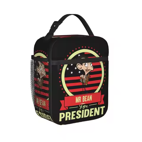 Mr Bean&Teddy Bear Insulated Lunch Bag Thermal Bag Reusable,Lunch Container Comedy Master Leakproof 