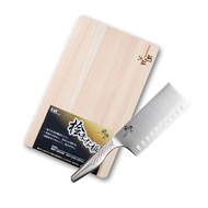 KAI 貝印｜匠創名刀關孫六 一體成型不鏽鋼刀-中華菜刀16.5cm+檜木砧板