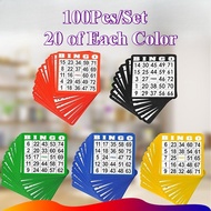 100Pcs/set Bingo Cards Complete Large Bingo Cards 5 Colors Bingo Set