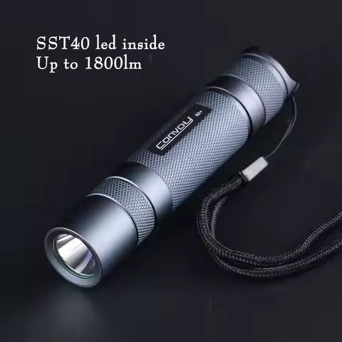 Flashlight Convoy S2 Plus Luminus SST40 Linterna Led 18650 Torch Lamp 1800lm Grey Lantern Mini Campi