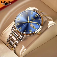  LIGE Original Couple Watch Men Business Casual Luminous Ladies Waterproof Stainless Steel Quartz Watch