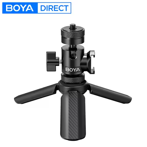 BOYA Magic Compact Tripod Microphone Stand for Desk – Stable & Foldable for Streaming, Podcasting & 