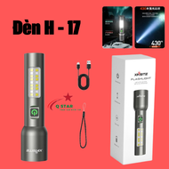 Đèn Pin Cầm Tay Siêu Sáng H17 Zoom Xa Gần Thiết Kế Full Kim Loại Sạc Type-C Trên Đuôi Đèn
