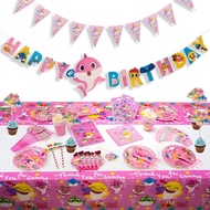 Pink Birthday Decorations Accessories Baby Shark Family Theme