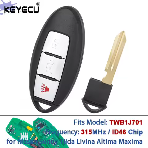 KEYECU TWB1J701 85E3-1HH0D 315MHz PCF7952 / ID46 Chip Remote Key Fob for Nissan March Sunny Tiida Li