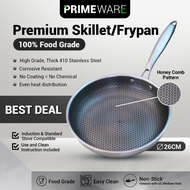 HoneyComb Stainless Steel 410 PrimeWare Premium Non-Stick Stir-Frying Pan