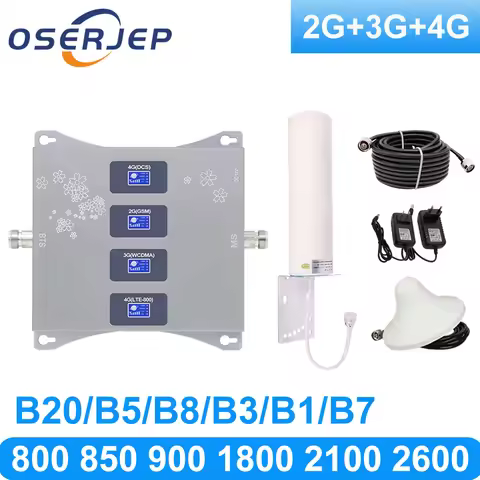 Oserjep Four-Band Repeater B20 800 900 1800 2100 2600MHz Cellular Amplifier Mobile Network Booster 2