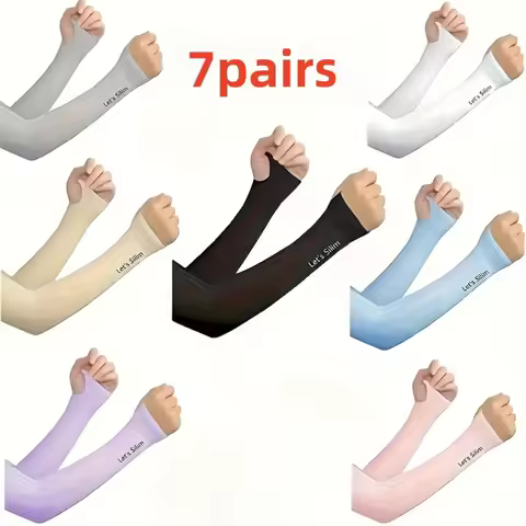 7 Pairs Sunscreen Ice Sleeves for Men and Women, Anti UV Summer Outdoor Sleeves, Simple Ice Silk Sun