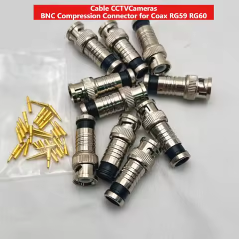 10pcs BNC Compression Connector for Coax RG59 RG60 Cable CCTV Cameras
