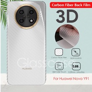 Huawei Nova Y91 Back Carbon Fiber Hydrogel Film For Huawei Nova Y91 Y90 Y70 Plus Y61 NovaY91 4G 5G Anti Slip 3D Carbon Fiber Rear Screen Protector Back Film Not Tempered Glass