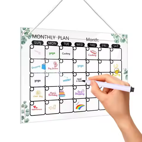 Creative Transparent Message Board Acrylic Wall Hanging Note Board Monthly Weekly Handwritting Erasa
